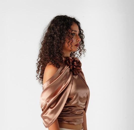 DURGA - Bronz Drapeli Saten Büstiyer
